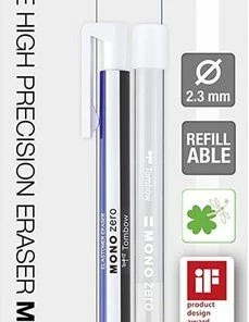 Nieuw 😉 Tombow Mono - Gumvulpotlood Met Extra Vullingen - Rond - 2,3 Mm - Blauw/Wit/Zwart ⭐