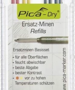 Promo ⌛ Pica Marker Dry Longlife 3030 + 8 St. Grafiet/Rood/Geel Vulling 4020, Reserve Pica Dry Markeerpotlood Set Met Navullingen, Timmermans Bouw Potlood 💯 -ACROPAQ Shop 349x840