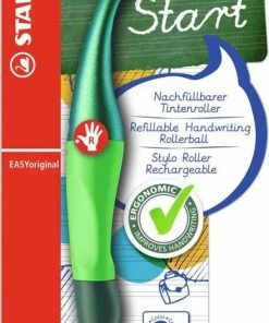 Promo 😍 STABILO EASYoriginal - Ergonomische Rollerball - Rechtshandig - Blauwe Inkt - Holograph Edition - Navulbaar - Groen 💯