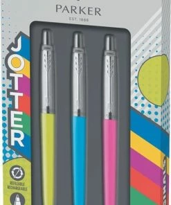 Begroting 🛒 Parker Jotter Originals Pop Art Duo Verpakking Limoen/hemelsblauw/felroze Balpen Met Chroomkleurige Details 🔥