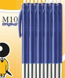Groothandel 😉 BIC M10 Original Balpennen Met Kliksysteem - Blauw - Pak Van 10 Stuks - Medium Punt 1.0 Mm 🥰 -ACROPAQ Shop 424x840