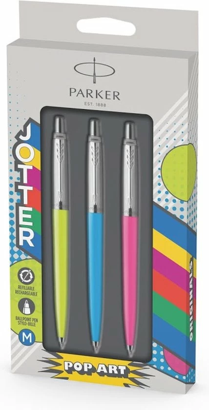 Begroting π Parker Jotter Originals Pop Art Duo Verpakking Limoen/hemelsblauw/felroze Balpen Met Chroomkleurige Details π₯ 5 Begroting π Parker Jotter Originals Pop Art Duo Verpakking Limoen/hemelsblauw/felroze Balpen Met Chroomkleurige Details π₯ - Afbeelding 3