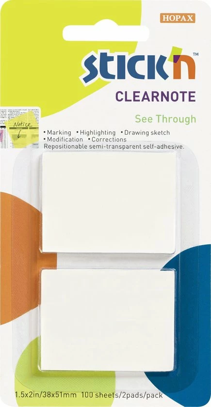 Aanbiedingen π€© Stick'n Clear Note, Kleine Doorzichtige Notes, 38x50mm, 2x 50 Post Its π 3 Aanbiedingen π€© Stick'n Clear Note, Kleine Doorzichtige Notes, 38x50mm, 2x 50 Post Its π