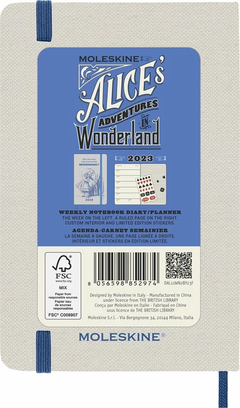 Groothandel 🎁 Moleskine 12 Maanden Agenda - 2023 - LE Planner - Alice In Wonderland - Wekelijks - Pocket - Blauw 🛒 6 Groothandel 🎁 Moleskine 12 Maanden Agenda - 2023 - LE Planner - Alice In Wonderland - Wekelijks - Pocket - Blauw 🛒 - Afbeelding 4