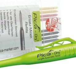 Promo ⌛ Pica Marker Dry Longlife 3030 + 8 St. Grafiet/Rood/Geel Vulling 4020, Reserve Pica Dry Markeerpotlood Set Met Navullingen, Timmermans Bouw Potlood 💯 -ACROPAQ Shop 550x228 1
