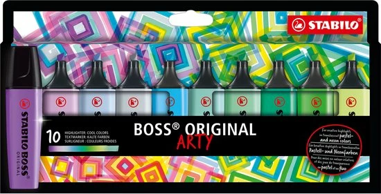 Goedkoopste 🥰 STABILO BOSS ORIGINAL - Markeerstift - ARTY Etui Met 10 Kleuren - 'Coole Kleuren' 🛒 12 Goedkoopste 🥰 STABILO BOSS ORIGINAL - Markeerstift - ARTY Etui Met 10 Kleuren - 'Coole Kleuren' 🛒 - Afbeelding 10