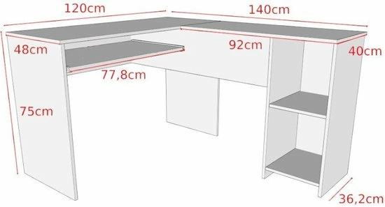 Coupon β¨ AZ-Home - Hoekbureau Simple - 140 Cm - Zwart - Bureau - Computer Desk π 5 Coupon β¨ AZ-Home - Hoekbureau Simple - 140 Cm - Zwart - Bureau - Computer Desk π - Afbeelding 3