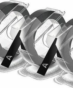 Goedkoopste ✔️ DYMO Originele Labeltape Met Reliëf | Rollen Van 9 Mm X 3 M | Wit Op Zwart | Zelfklevend | Voor Labelmakers Voor Reliëfdruk | 3 Stuks 🧨