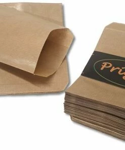 Goedkoopste 🛒 Prigta - Papieren Zakjes / Cadeauzakjes - Bruin - 10x16 Cm - 100 Stuks - 50 Gr/m2 Natron Kraft 👍