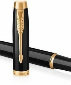 Goedkoop ๐ Parker IM-vulpen | Zwarte Lak Met Gouden Afwerking | Medium Penpunt Met Blauwe Inktnavulling | Geschenkverpakking ๐