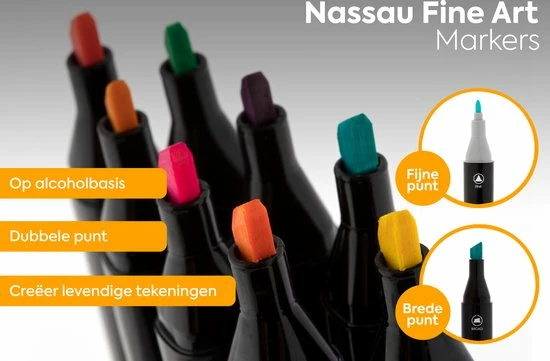 Goedkoop ๐ฏ Nassau Fine Art Dual Marker Dubbelzijdige Stift, Assorti Kleuren, Set à 48 Stuks ๐ 8 Goedkoop ๐ฏ Nassau Fine Art Dual Marker Dubbelzijdige Stift, Assorti Kleuren, Set à 48 Stuks ๐ - Afbeelding 6