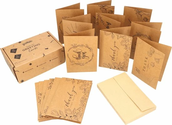 Beste Pirce 🥰 Partizzle® Partizzle 36x Kraft Bedankt Kaartjes Set - Thank You Cards - Wenskaarten - Ansichtkaarten - Kaarten Met Enveloppen - 15x10 Cm 👏 9 Beste Pirce 🥰 Partizzle® Partizzle 36x Kraft Bedankt Kaartjes Set - Thank You Cards - Wenskaarten - Ansichtkaarten - Kaarten Met Enveloppen - 15x10 Cm 👏 - Afbeelding 7