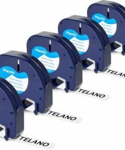 Beste Verkoop ๐ TELANO Plastic Labels 91201 Voor Dymo LetraTag Labelprinter - Zwart Op Wit - 12 Mm X 4 M - S0721610 Labeltape - 5 Stuks ๐