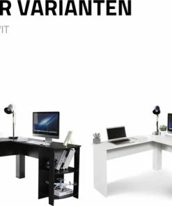 Goedkoopste 😀 Giving® Bureau Computer Hoek Bureau Laptoptafel - L Vormig Bureau - 4 Opbergvakken - Zwart 💯 -ACROPAQ Shop 550x410 6