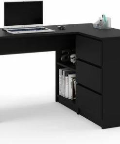 Beste deal 🌟 AZ-Home - Hoekbureau Malmo - Rechts - Zwart - Bureau - Computer Desk 😉