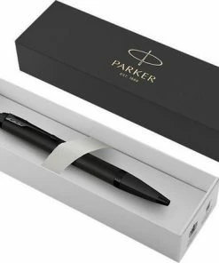 Goedkoop ⌛ Parker IM Balpen | Matzwart Met Zwart Detail | Medium Punt Met Blauwe Navulling | Geschenkdoos 🔔