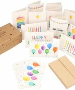 Aanbiedingen 🌟 Partizzle® Partizzle 36x Leuke Verjaardagskaarten Met Envelop Set - Wenskaarten Versturen - Verjaardag Ansichtkaarten - 15x10 Cm - Watercolor 😍 -ACROPAQ Shop 550x448 2