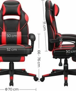 Begroting 🔔 Merkloos Luxe Ergonomische Gaming Chair Bureaustoel Kantelmechanisme - Lendekussen & Hoofdkussen - Ergonomische Luxe Racing Style Design Game Computer Stoel - Gamestoel Voor Gamen/Kantoor/Thuiswerken - Zware Belasting - Kunstleer - Zwart/Rood ⭐