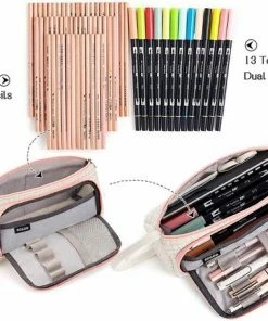 Aanbiedingen 👍 LIXIN Etui - Pink Grid - Pennenzak Voor Jongens En Meisjes - Canvas - Linnen - Grote Capaciteit - School Etui - Etui Voor Kinderen En Volwassenen - School - Terug Naar School - Back To School - Leuke Telescopishe Pennenhouder - Leuk Etui 😍 -ACROPAQ Shop 550x453 3