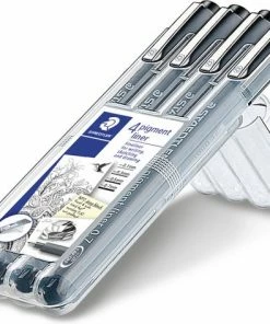 Hete verkoop 🔥 STAEDTLER Pigment Liner 308 - Fineliner - Box Met 4 Lijnbreedten 🎁
