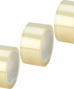 Beste Verkoop 😉 Merkloos 3x Stuks Rollen Verpakkingstape Transparant 66 Meter - 5 Cm Breed - Kantoor En Magazijn Artikelen ⭐