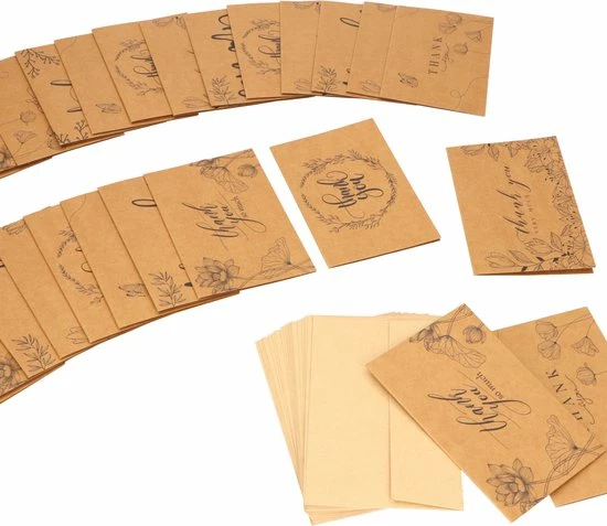 Beste Pirce 🥰 Partizzle® Partizzle 36x Kraft Bedankt Kaartjes Set - Thank You Cards - Wenskaarten - Ansichtkaarten - Kaarten Met Enveloppen - 15x10 Cm 👏 6 Beste Pirce 🥰 Partizzle® Partizzle 36x Kraft Bedankt Kaartjes Set - Thank You Cards - Wenskaarten - Ansichtkaarten - Kaarten Met Enveloppen - 15x10 Cm 👏 - Afbeelding 4