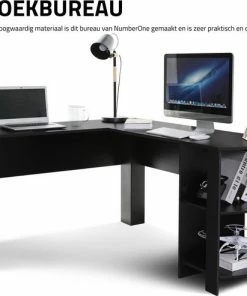 Goedkoopste 😀 Giving® Bureau Computer Hoek Bureau Laptoptafel - L Vormig Bureau - 4 Opbergvakken - Zwart 💯 -ACROPAQ Shop 550x493 4