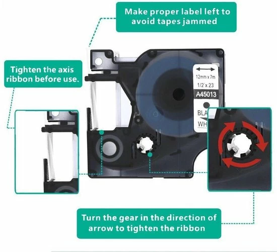 Promo 💯 Merkloos 3 X Dymo 45013 Zwart Op Wit Standaard Label Tapes 😍 8 Promo 💯 Merkloos 3 X Dymo 45013 Zwart Op Wit Standaard Label Tapes 😍 - Afbeelding 6