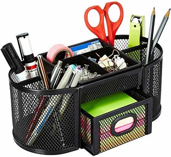 Coupon 😀 Buxibo Pennenbak Met 9 Vakken - Pennenhouder/Desk/Bureau/Organizer - Mesh - Pennenbakje Met Lade - Zwart 👏 3 Coupon 😀 Buxibo Pennenbak Met 9 Vakken - Pennenhouder/Desk/Bureau/Organizer - Mesh - Pennenbakje Met Lade - Zwart 👏