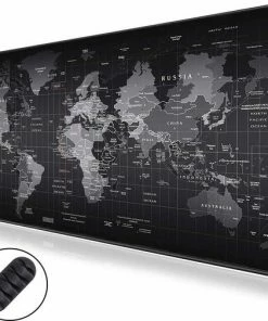 Coupon 😍 WURK Professionele Bureau Onderlegger - Wereldkaart - XXL Muismat - Anti-Slip - Inclusief Kabel Clip - 90x40 ❤️
