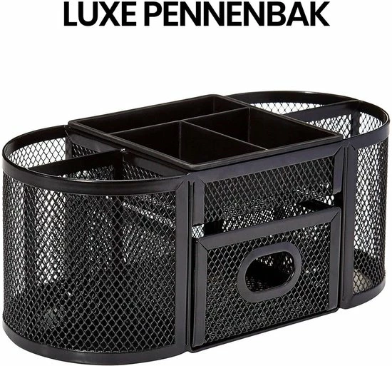 Coupon 😀 Buxibo Pennenbak Met 9 Vakken - Pennenhouder/Desk/Bureau/Organizer - Mesh - Pennenbakje Met Lade - Zwart 👏 4 Coupon 😀 Buxibo Pennenbak Met 9 Vakken - Pennenhouder/Desk/Bureau/Organizer - Mesh - Pennenbakje Met Lade - Zwart 👏 - Afbeelding 2