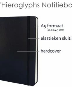 Goedkoop 🤩 Notitieboek A5 Gelijnd - Hardcover - 189 Genummerde Pagina’s - 100 Grams Papier - Elastiek - 2 Bladwijzers - Opbergvak - Hieroglyphs Notitieboek 🥰 -ACROPAQ Shop 550x528 3