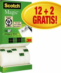 Beste deal 🧨 Value Pack: 12 X Scotch® Magic™ Tape, Kartonnen Toren, 19 Mm X 33 M + 2 Rol GRATIS 🎁