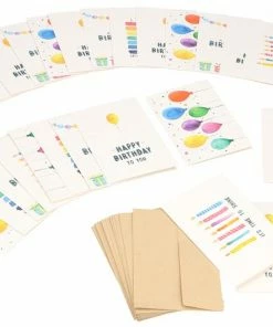 Aanbiedingen 🌟 Partizzle® Partizzle 36x Leuke Verjaardagskaarten Met Envelop Set - Wenskaarten Versturen - Verjaardag Ansichtkaarten - 15x10 Cm - Watercolor 😍 -ACROPAQ Shop 550x531 3