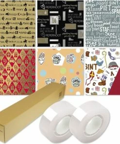Kopen 🔔 Merkloos Cadeaupapier – Inpakpapier – Sinterklaas – 70cm X 200cm – 80 Gram – Voordeelverpakking 6 Rollen + 2 Rollen Plakband 12mmx10meter. 🥰