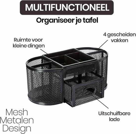 Coupon 😀 Buxibo Pennenbak Met 9 Vakken - Pennenhouder/Desk/Bureau/Organizer - Mesh - Pennenbakje Met Lade - Zwart 👏 8 Coupon 😀 Buxibo Pennenbak Met 9 Vakken - Pennenhouder/Desk/Bureau/Organizer - Mesh - Pennenbakje Met Lade - Zwart 👏 - Afbeelding 6
