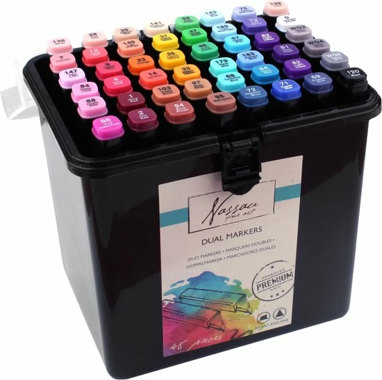 Goedkoop ๐ฏ Nassau Fine Art Dual Marker Dubbelzijdige Stift, Assorti Kleuren, Set à 48 Stuks ๐ 11 Goedkoop ๐ฏ Nassau Fine Art Dual Marker Dubbelzijdige Stift, Assorti Kleuren, Set à 48 Stuks ๐ - Afbeelding 9