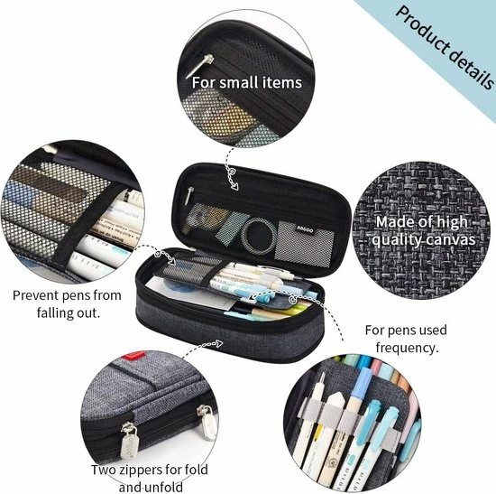 Kopen 🔥 LIXIN Etui - Grijs - Pennenzak Voor Jongens En Meisjes - Canvas - Linnen - Grote Capaciteit - School Etui - Etui Voor Kinderen En Volwassenen - School - Terug Naar School - Back To School - Leuke Telescopishe Pennenhouder - Leuk Etui - Gift - Cadeau 😍 6 Kopen 🔥 LIXIN Etui - Grijs - Pennenzak Voor Jongens En Meisjes - Canvas - Linnen - Grote Capaciteit - School Etui - Etui Voor Kinderen En Volwassenen - School - Terug Naar School - Back To School - Leuke Telescopishe Pennenhouder - Leuk Etui - Gift - Cadeau 😍 - Afbeelding 4