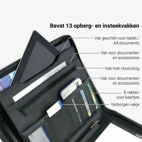 Beste Verkoop 🤩 DESQ® Schrijfmap Met Ritssluiting | A4 | Incl. Schrijfblok 20 Vel | Hoogwaardig Kunstleer | Zwart 🎉 7 Beste Verkoop 🤩 DESQ® Schrijfmap Met Ritssluiting | A4 | Incl. Schrijfblok 20 Vel | Hoogwaardig Kunstleer | Zwart 🎉 - Afbeelding 5