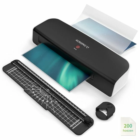 Kopen 👍 ACROPAQ Lamineerapparaat A4 - Set Met 200 Lamineerhoezen, Papiersnijder, Hoeksnijder - Lamineermachine - AL490 🔔 3 Kopen 👍 ACROPAQ Lamineerapparaat A4 - Set Met 200 Lamineerhoezen, Papiersnijder, Hoeksnijder - Lamineermachine - AL490 🔔