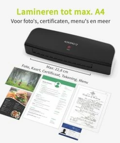 Kopen 👍 ACROPAQ Lamineerapparaat A4 - Set Met 200 Lamineerhoezen, Papiersnijder, Hoeksnijder - Lamineermachine - AL490 🔔 15 Kopen 👍 ACROPAQ Lamineerapparaat A4 - Set Met 200 Lamineerhoezen, Papiersnijder, Hoeksnijder - Lamineermachine - AL490 🔔 -ACROPAQ Shop 550x550 1010