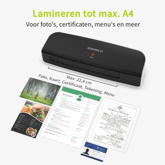 Kopen 👍 ACROPAQ Lamineerapparaat A4 - Set Met 200 Lamineerhoezen, Papiersnijder, Hoeksnijder - Lamineermachine - AL490 🔔 9 Kopen 👍 ACROPAQ Lamineerapparaat A4 - Set Met 200 Lamineerhoezen, Papiersnijder, Hoeksnijder - Lamineermachine - AL490 🔔 - Afbeelding 7