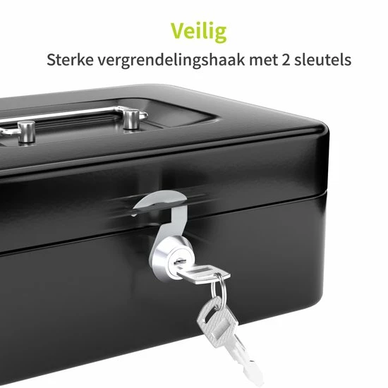 Beste Verkoop 👏 ACROPAQ Geldkistje - Geldkist Met Sleutel, 20 X 16 X 9 Cm, Metaal - Geldkluis - Zwart 🔥 4 Beste Verkoop 👏 ACROPAQ Geldkistje - Geldkist Met Sleutel, 20 X 16 X 9 Cm, Metaal - Geldkluis - Zwart 🔥 - Afbeelding 2