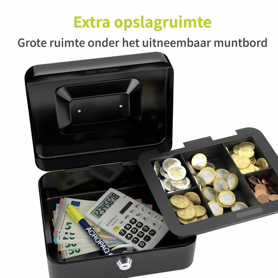Beste Verkoop 👏 ACROPAQ Geldkistje - Geldkist Met Sleutel, 20 X 16 X 9 Cm, Metaal - Geldkluis - Zwart 🔥 5 Beste Verkoop 👏 ACROPAQ Geldkistje - Geldkist Met Sleutel, 20 X 16 X 9 Cm, Metaal - Geldkluis - Zwart 🔥 - Afbeelding 3