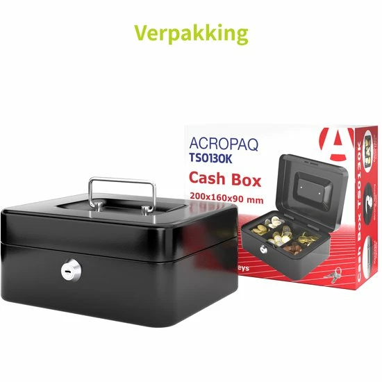 Beste Verkoop 👏 ACROPAQ Geldkistje - Geldkist Met Sleutel, 20 X 16 X 9 Cm, Metaal - Geldkluis - Zwart 🔥 6 Beste Verkoop 👏 ACROPAQ Geldkistje - Geldkist Met Sleutel, 20 X 16 X 9 Cm, Metaal - Geldkluis - Zwart 🔥 - Afbeelding 4