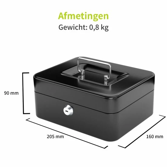 Beste Verkoop 👏 ACROPAQ Geldkistje - Geldkist Met Sleutel, 20 X 16 X 9 Cm, Metaal - Geldkluis - Zwart 🔥 7 Beste Verkoop 👏 ACROPAQ Geldkistje - Geldkist Met Sleutel, 20 X 16 X 9 Cm, Metaal - Geldkluis - Zwart 🔥 - Afbeelding 5