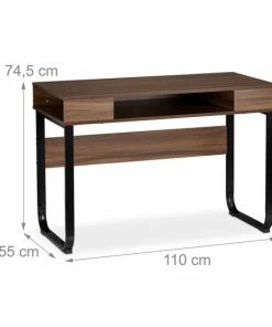 Aanbiedingen 👍 Relaxdays Bureau - 3 Open Vakken - Computertafel 74,5 X 110 X 55 Cm - Modern Laptopbureau - Hout / Zwart 🥰 -ACROPAQ Shop 550x550 149