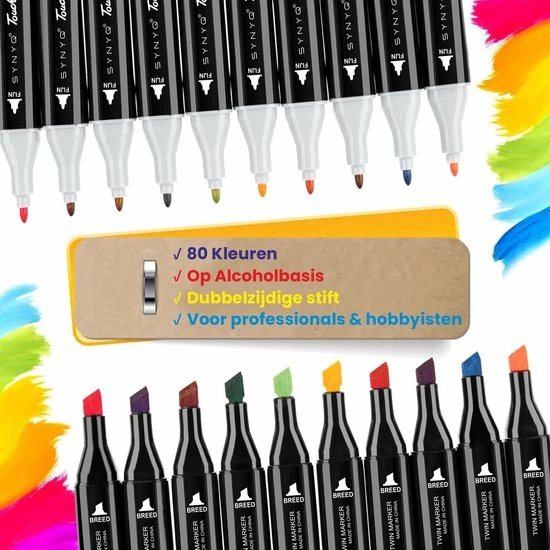 Beste Pirce โญ Synyq Twinmarkers - Markeerstiften - Dual-Tip Markers - Dubbelzijdige Stift - Tekenstiften - Kleurstiften - Alcohol Markers - Alcohol Stiften - 80 Stuks - Sinterklaas Cadeautjes ๐ฅ 4 Beste Pirce โญ Synyq Twinmarkers - Markeerstiften - Dual-Tip Markers - Dubbelzijdige Stift - Tekenstiften - Kleurstiften - Alcohol Markers - Alcohol Stiften - 80 Stuks - Sinterklaas Cadeautjes ๐ฅ - Afbeelding 2