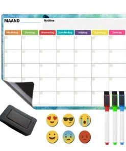Nieuw ⭐ Soesa Magnetische Whiteboard Maandplanner - Weekplanner Whiteboard Set Incl. Accessoires - 42x30cm ⭐