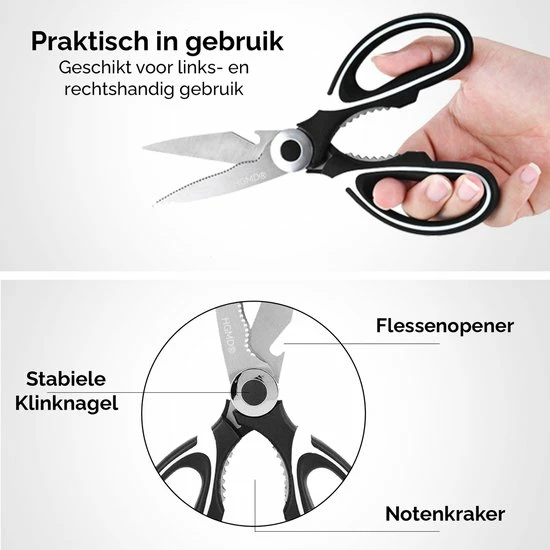 Goedkoop ๐งจ HGMD® Multifunctionele Keukenschaar - Vaatwasser Bestendig - Huishoudschaar - Schaar Linkshandig En Rechtshandig - Flesopener - Notenkraker - Vissenontschubber ๐ฏ 4 Goedkoop ๐งจ HGMD® Multifunctionele Keukenschaar - Vaatwasser Bestendig - Huishoudschaar - Schaar Linkshandig En Rechtshandig - Flesopener - Notenkraker - Vissenontschubber ๐ฏ - Afbeelding 2